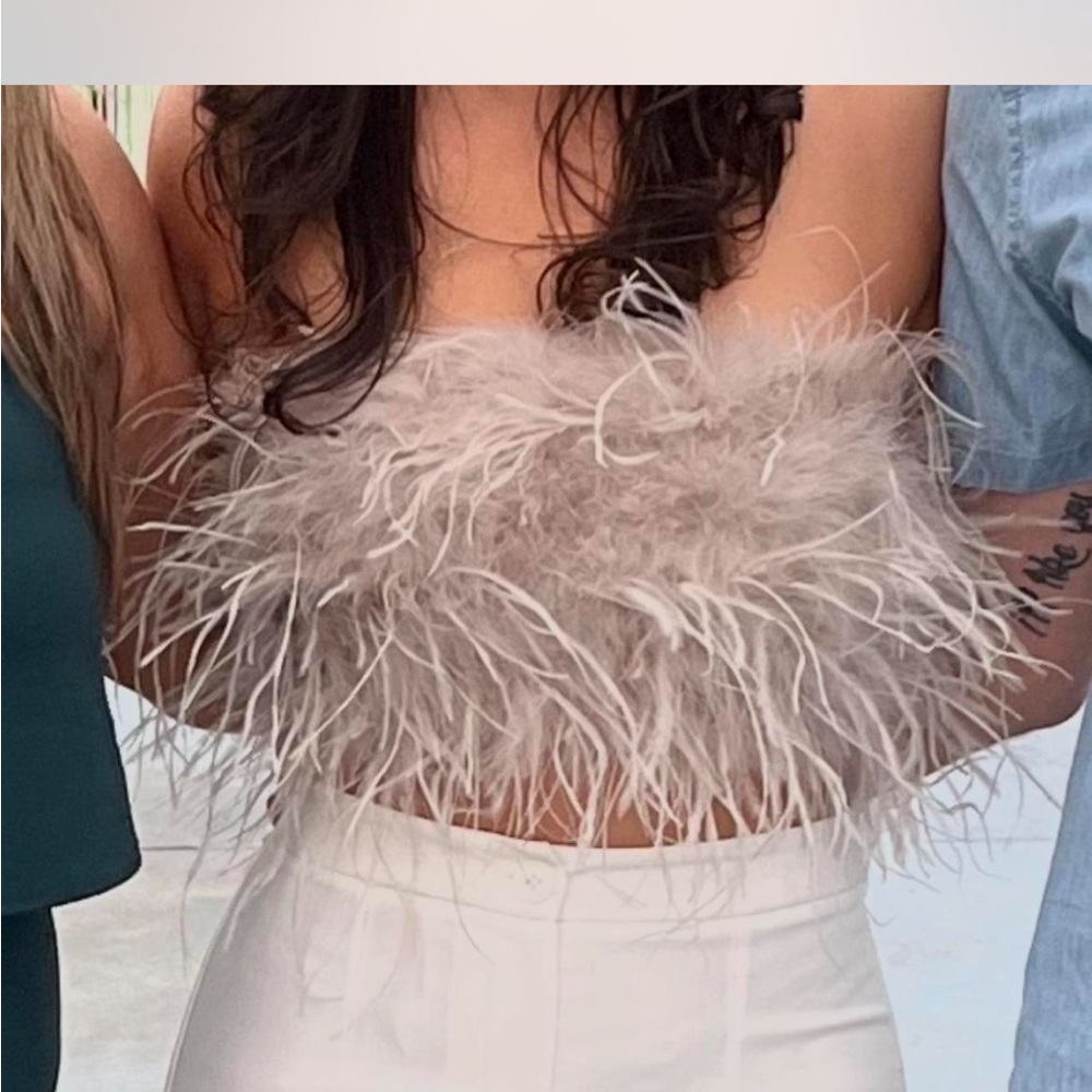 Lamarque Cream Embellished Crop Top